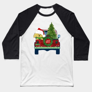 Cute Christmas Golden Doodle Jeep Bringing Home Tree Baseball T-Shirt